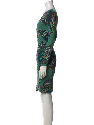 Emilio Pucci Green Multicolor Paisley Print Mini Dress 40 sz