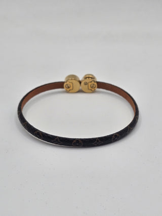 Louis Vuitton Brown Gold-tone Historic Mini Monogram Bracelet