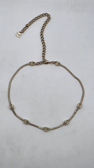 Chanel 2025 Interlocking CC Station Gold-tone Choker Necklace