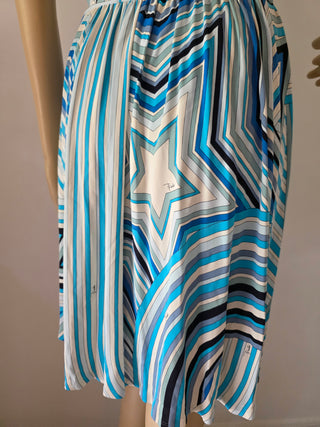 Emilio Pucci Blue Multicolor Printed Mini Summer Dress M sz