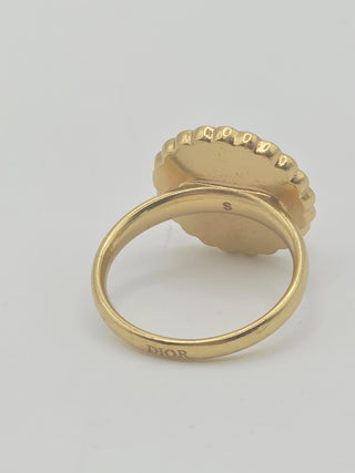 Christian Dior Crystal pink Resin CD Cocktail Ring 5.25 sz