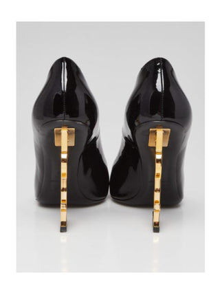 Yves Saint Laurent Black Patent Leather Opyum Monogramme Heels 40 sz