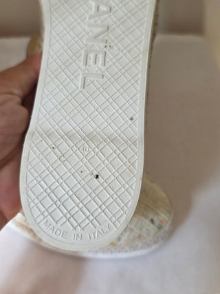 Chanel White 2019 Interlocking CC Logo Espadrilles 40 sz