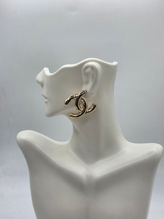 Chanel Gold-tone 2022 Interlocking CC Earrings