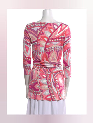 Emilio Pucci Pink Printed Bateau Neckline Tunic S sz