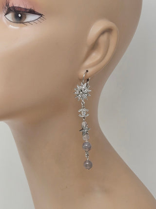 Chanel Silver-tone Interlocking CC Beaded Star Earrings