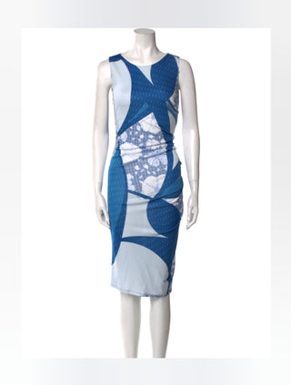 Emilio Pucci Blue Multicolor Signature Print Summer Dress 6 sz