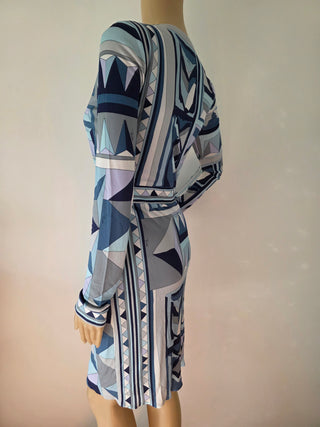 Emilio Pucci Blue Multicolor Signature Print Summer Dress 4 US sz