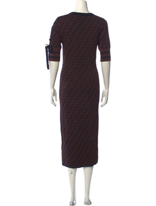 Fendi Brown FF Zucca Monogram Midi dress 40 sz