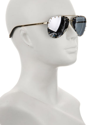 Louis Vuitton Metallic Gold-tone Aviator Mirrored Sunglasses