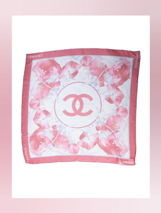Chanel Pink Silk Interlocking CC Logo Oversized Scarf