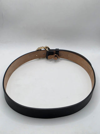 Gucci Black Leather Gold-tone GG Buckle Belt XS sz