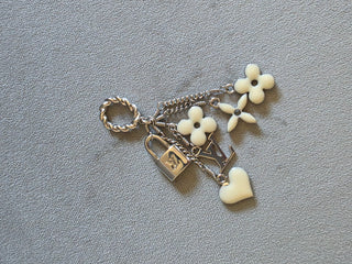 Louis Vuitton Silver-tone Sweet Monogram Enamel LV Logo Charms Pendant