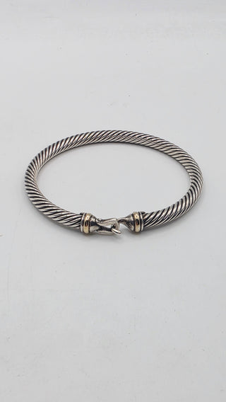 David Yurman 3 mm 18 k Gold Sterling Silver Buckle Classic Cable Bracelet