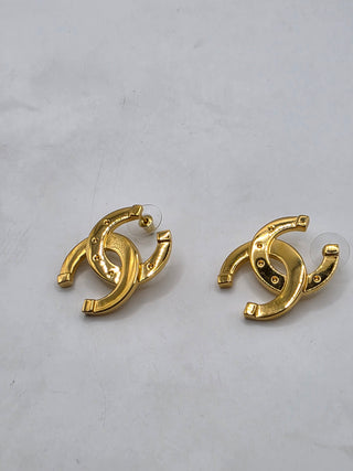 Chanel Gold-tone 2026 Oversize Interlocking CC stud earrings