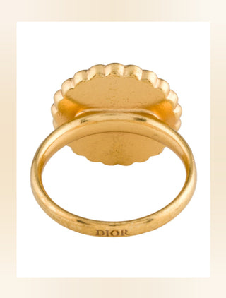 Christian Dior Crystal pink Resin CD Cocktail Ring 5.25 sz