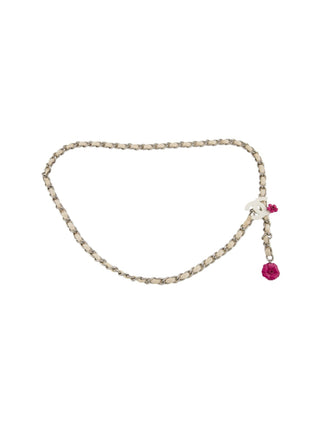 Chanel Gold-tone white leather 2004 Chain-Link Belt M sz