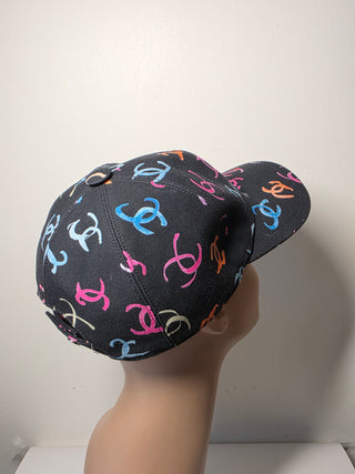 Chanel Black multicolor Interlocking CC Printed Baseball Cap