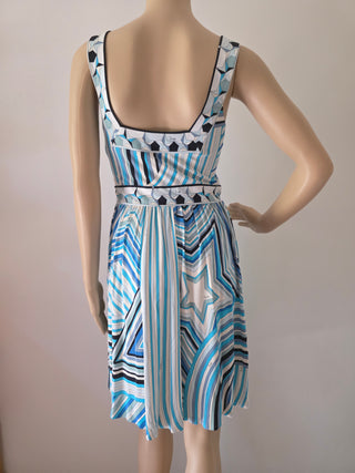 Emilio Pucci Blue Multicolor Printed Mini Summer Dress M sz