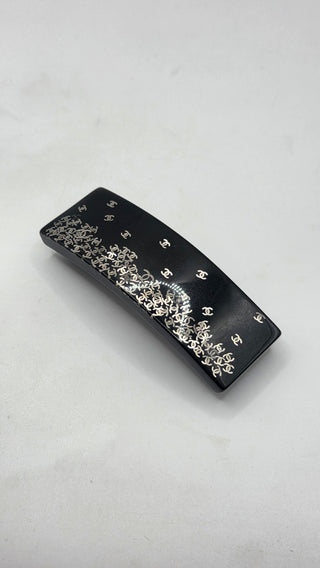 Chanel Black Silver-tone Interlocking CC Charm hair clip
