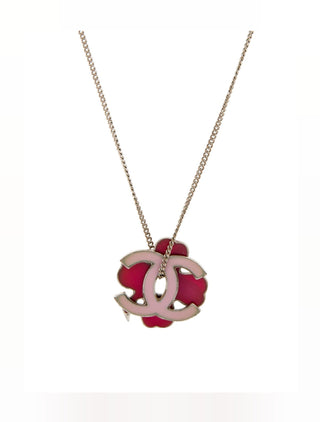 Chanel Silver-tone Enamel Interlocking CC Clover Pendant Necklace