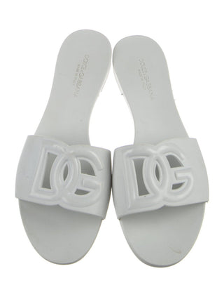 Dolce & Gabbana White DG Logo Rubber Slides 41 sz