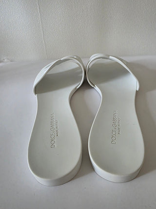 Dolce & Gabbana White DG Logo Rubber Slides 41 sz