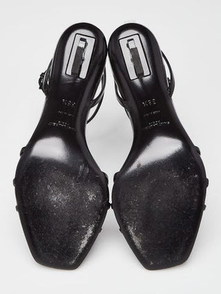 Yves Saint Laurent Black Leather Opyum Sandals 38.5 sz