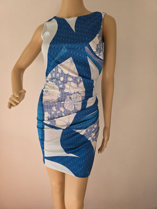 Emilio Pucci Blue Multicolor Signature Print Summer Dress 6 sz