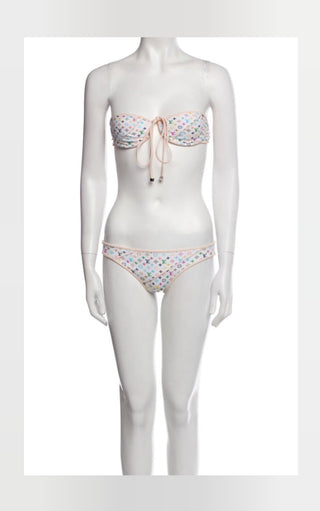 Louis Vuitton White Multicolore 2013 LV Printed Bikini w/ Tags 6 sz