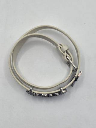 Christian Dior White Leather Wrap Crystal J'Adior Bracelet