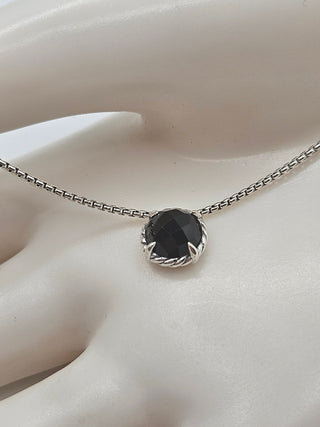 David Yurman Sterling silver Onyx Petite Chatelaine Necklace