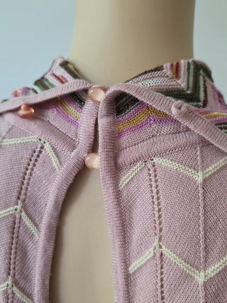 M Missoni Pink Multicolor Wool long-sleeved Dress IT 44