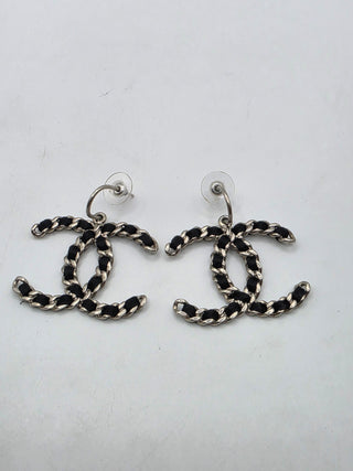 Chanel oversized Woven Interlocking CC Drop Earrings