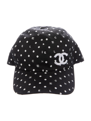 Chanel Black Polka Dot Interlocking CC Baseball Cap One size