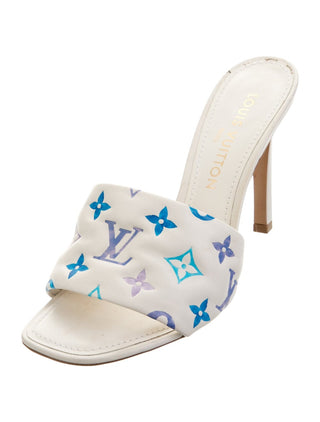 Louis Vuitton White Leather LV Monogram 2023 Revival Slides 40 sz