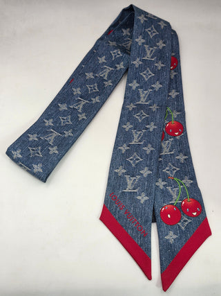Louis Vuitton Blue LV X TM Silk Monogram Cerises Bandeau Denim