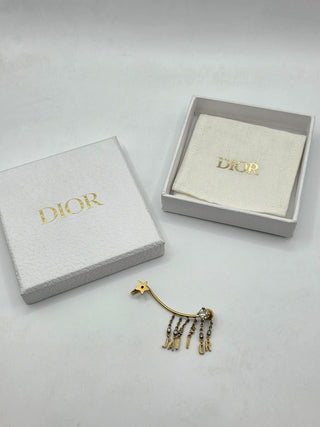 Christian Dior Goldtone Metal and Crystal Dio-r-Evolution Single Cuff Earring