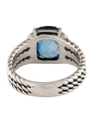 David Yurman Sterling Silver Topaz Diamond Petite Wheaton Ring 5.75 sz