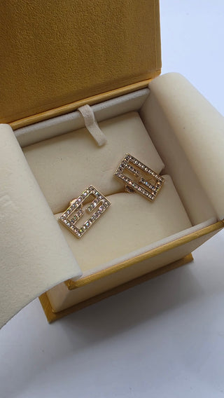 Fendi Gold-tone FF Crystal Baguette Stud Earrings