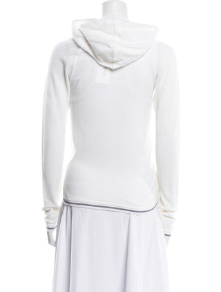 Chanel White Signature logo 2005 hooded sweater 4 US sz