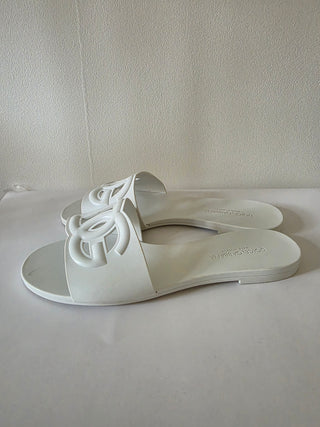 Dolce & Gabbana White DG Logo Rubber Slides 41 sz