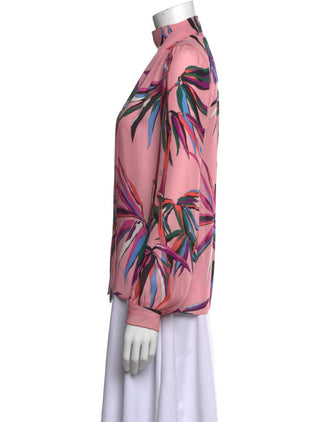 Emilio Pucci Pink multicolor Floral Printed Silk Blouse S sz