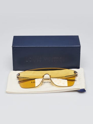 Louis Vuitton Silvertone Metal Showdown LV Monogram Lens Sunglasses Z1027W