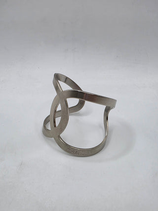 Chanel Silver-tone Interlocking CC Oversized Cuff Bracelet