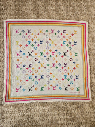 Louis Vuitton White Multicolor LV Monogram Printed Scarf