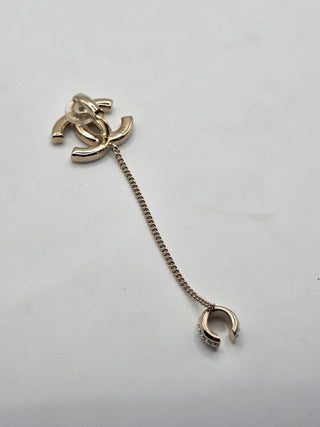 Chanel Gold-tone 2021 Faux Pearl CC Single Ear Cuff Clip-On Earring