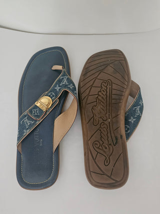 Louis Vuitton LV Monogram Denim LV Monogram Slides 39 sz