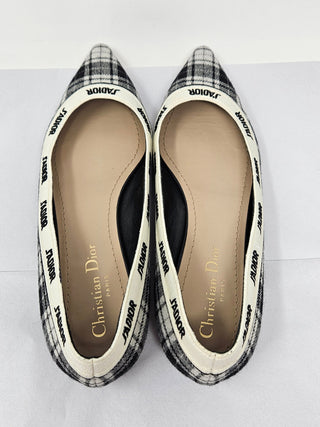 CHRISTIAN DIOR J'adior Canvas Ballet Flats 37 sz