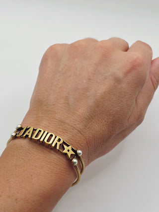 Christian Dior Gold-tone Faux Pearl J'Adior Cuff Bracelet